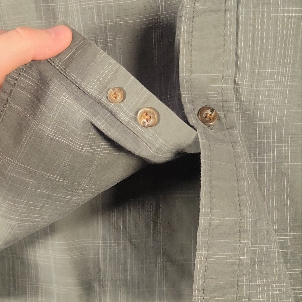 Haggar Men's LT Plaid Gray Woven Cotton/Poly Button-Down Shirt Pockets - Picture 6 of 13